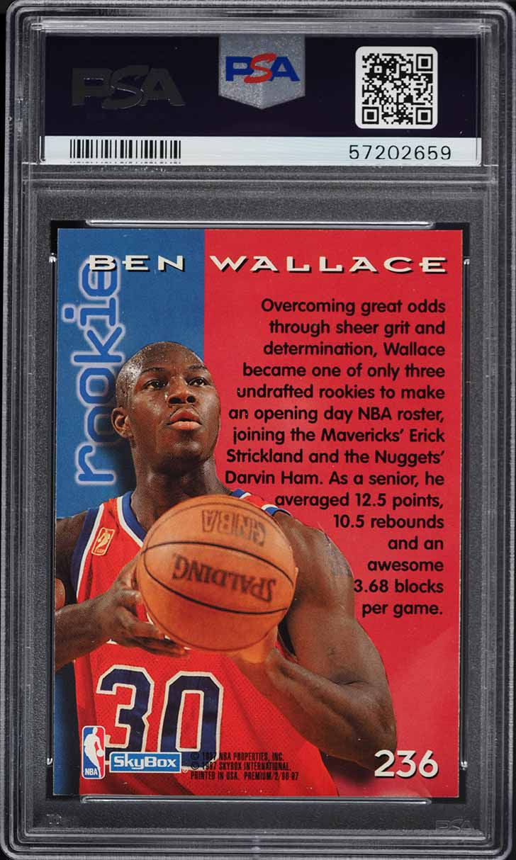 1996 Skybox Premium Ben Wallace ROOKIE #236 PSA 9 MINT