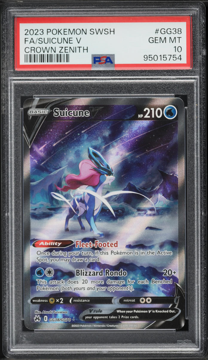 2023 Pokemon Sword & Shield Crown Zenith Alt Art Suicune V #GG38 PSA 10 GEM MINT