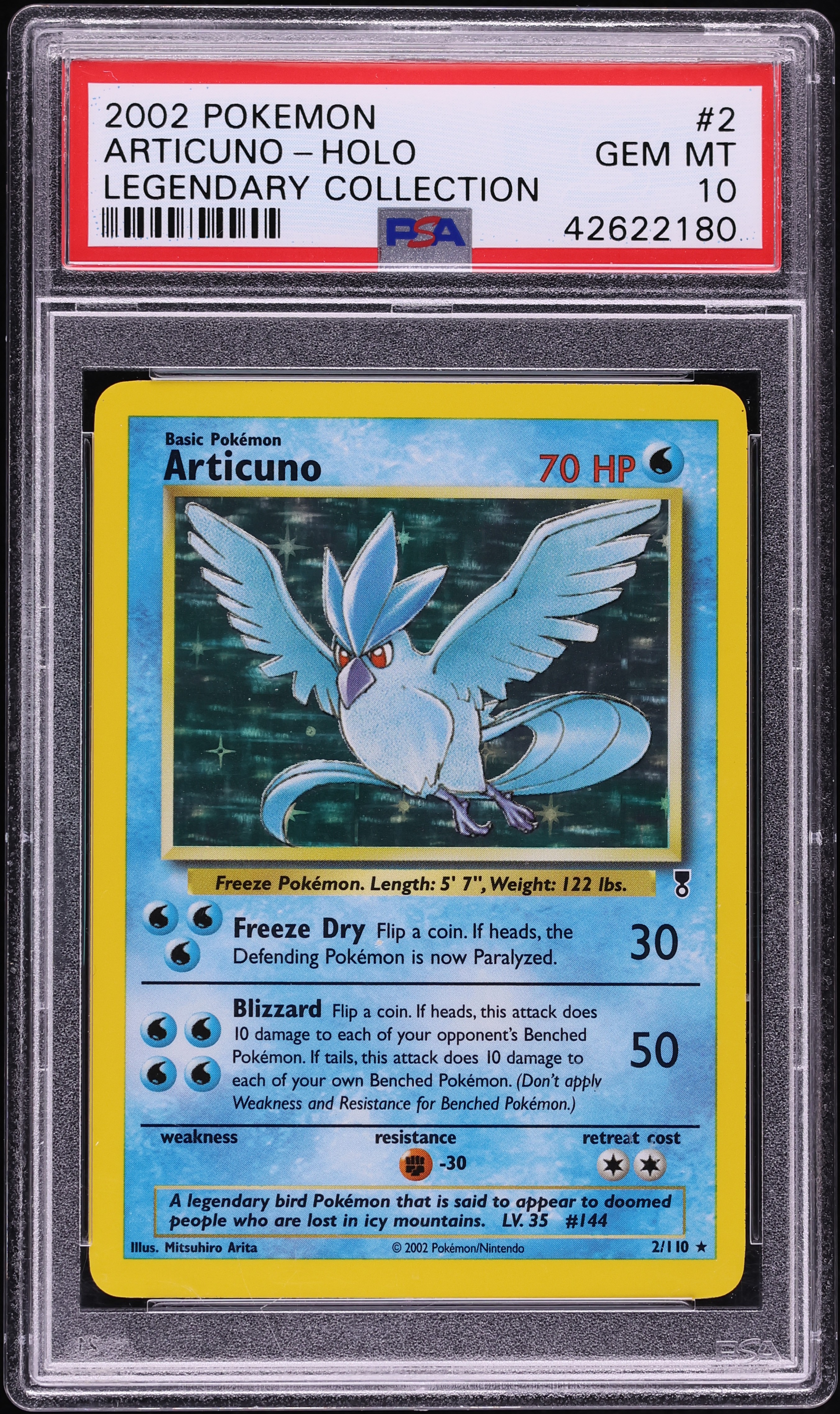 2002 Pokemon Legendary Collection Holo Articuno #2 PSA 10 GEM MINT