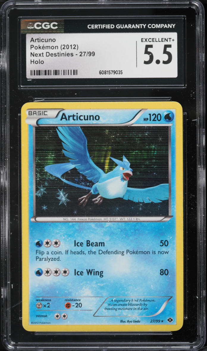 2012 Pokemon Black & White Next Destinies Holo Articuno #27 CGC 5.5 EX+