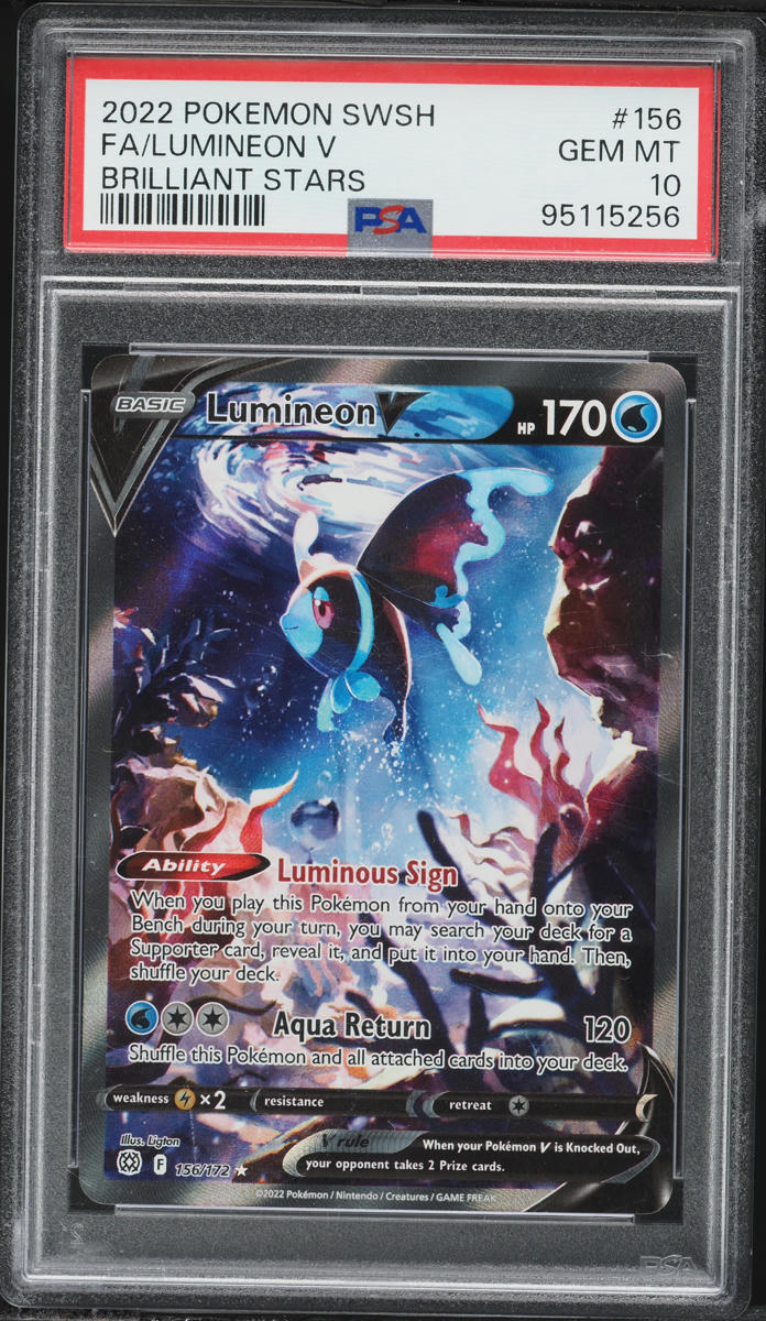 2022 Pokemon Sword & Shield Brilliant Stars Full Art Lumineon V #156 PSA 10 GEM MINT