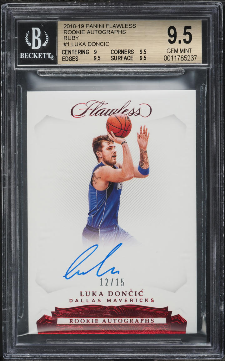 2018 Panini Flawless Ruby Luka Doncic ROOKIE AUTO /15 #RA-LDC BGS 9.5 GEM MINT
