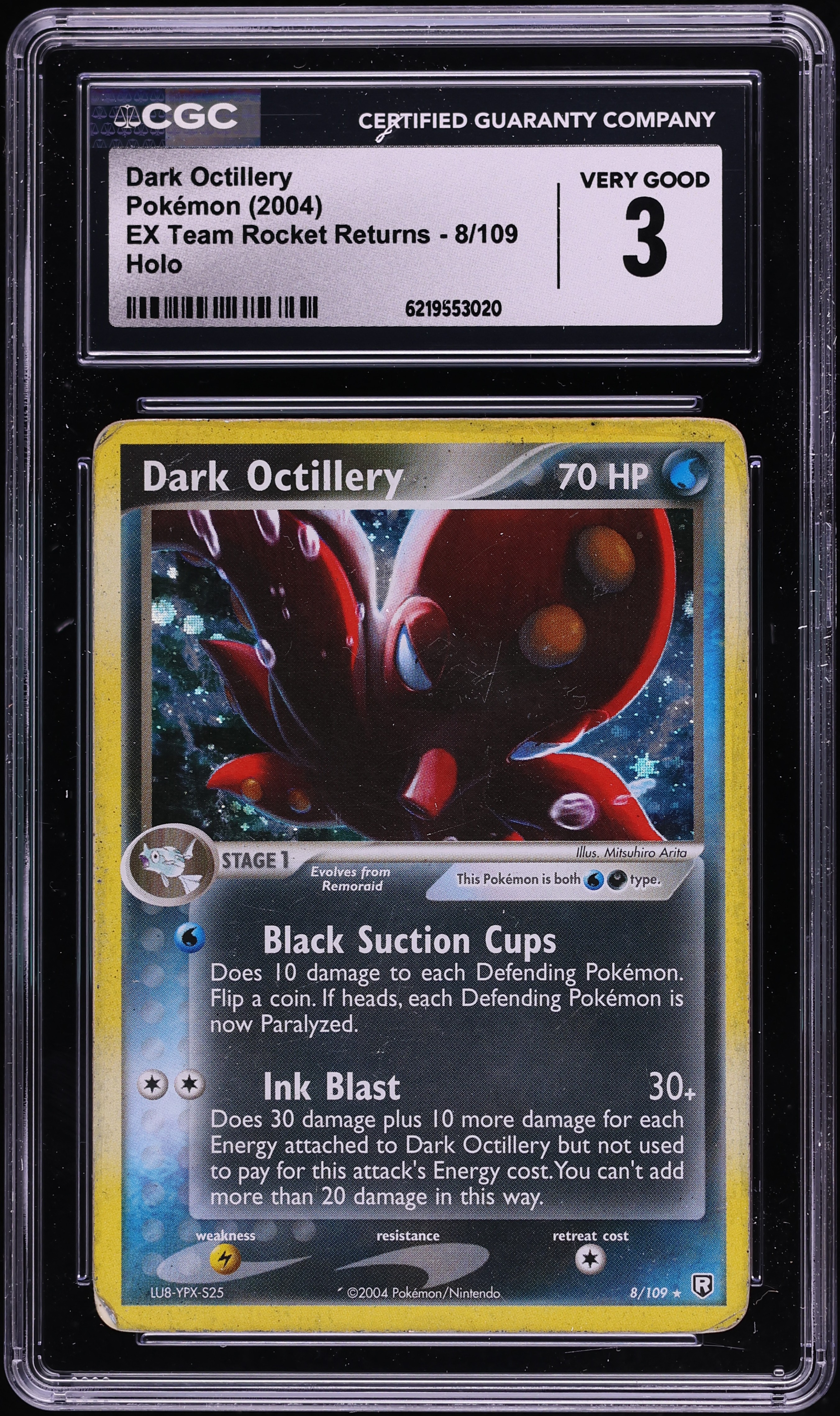 2004 Pokemon EX Team Rocket Returns Holo Dark Octillery #8 CGC 3 VG
