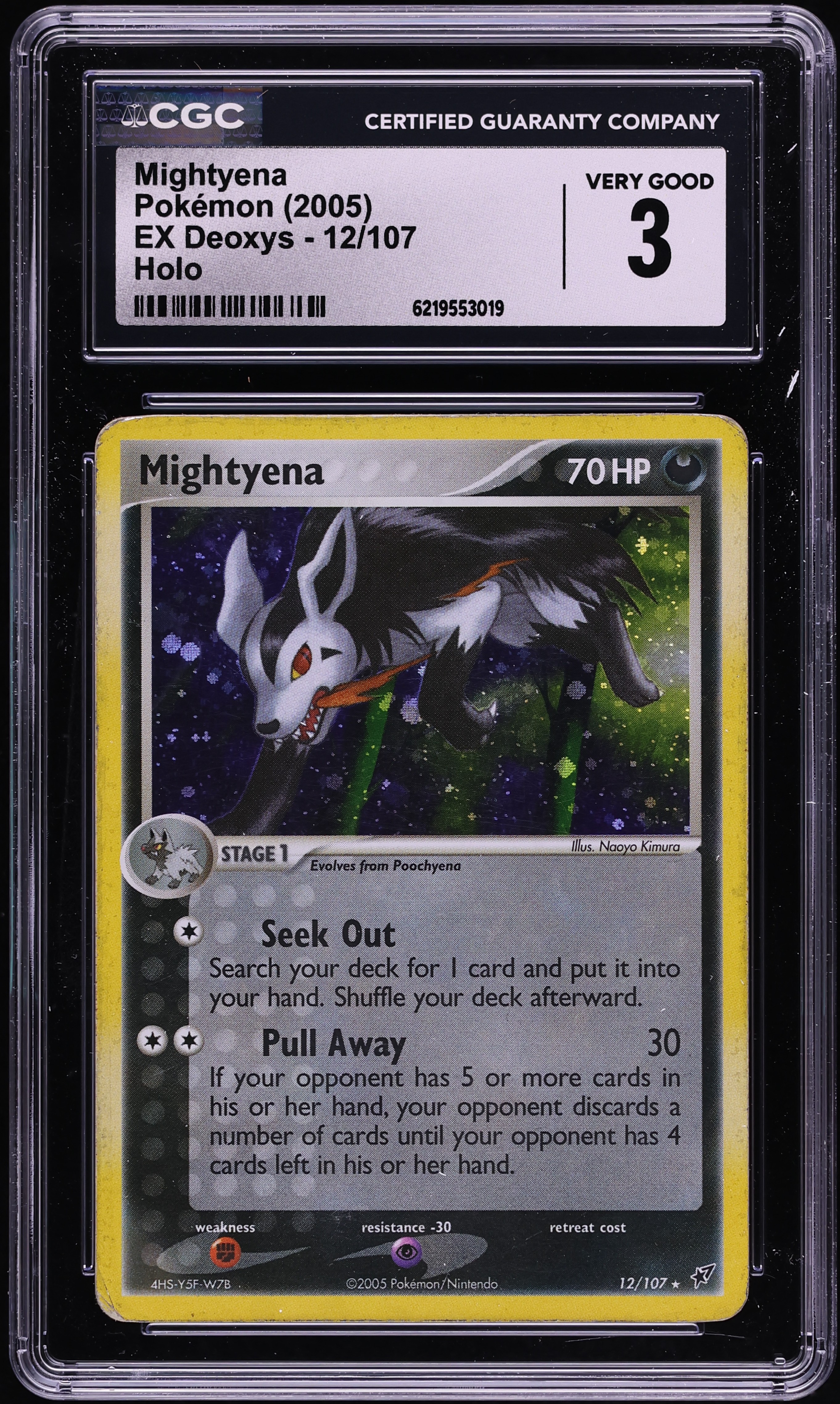 2005 Pokemon EX Deoxys Holo Mightyena #12 CGC 3 VG