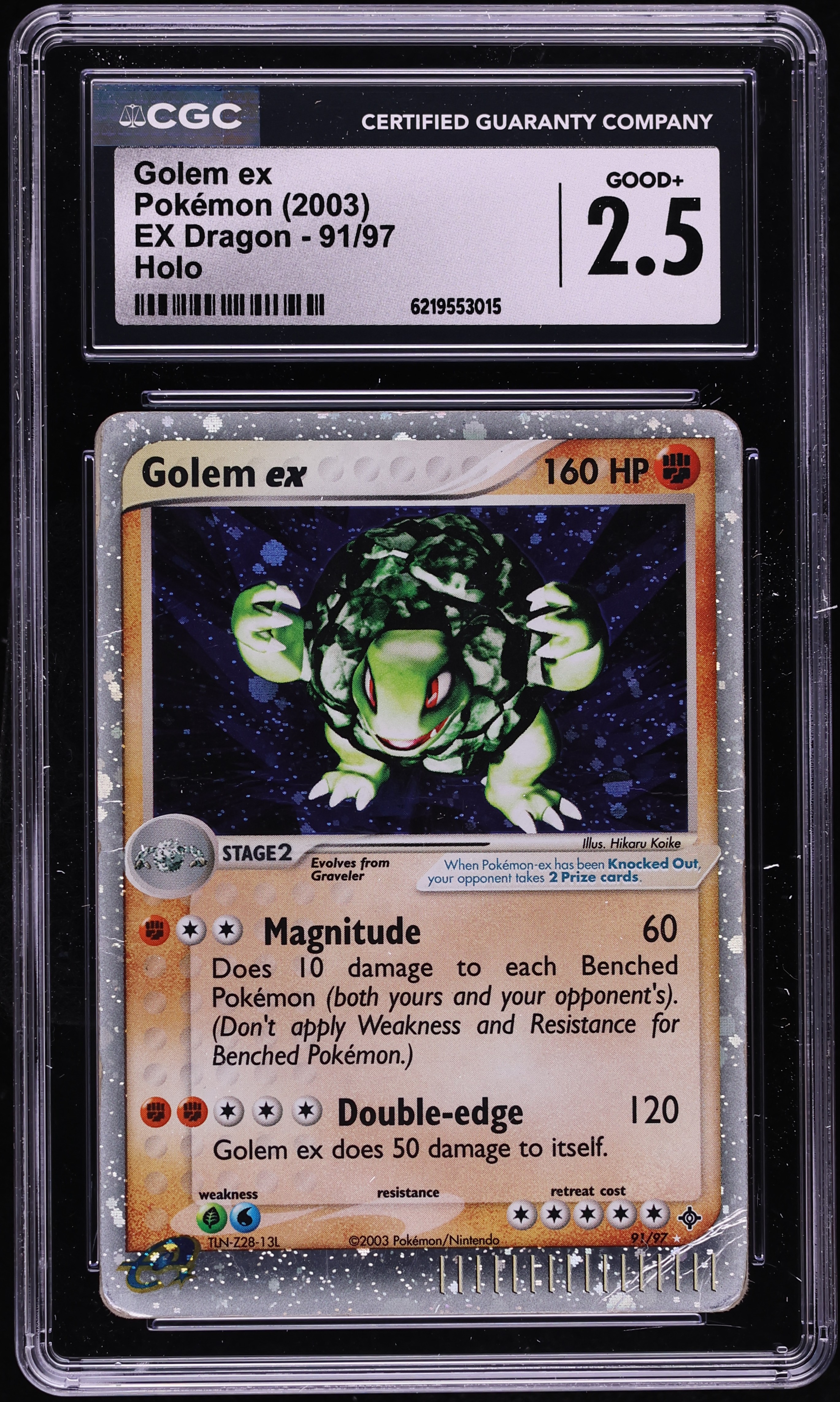 2003 Pokemon EX Dragon Holo Golem EX #91 CGC 2.5 GD+
