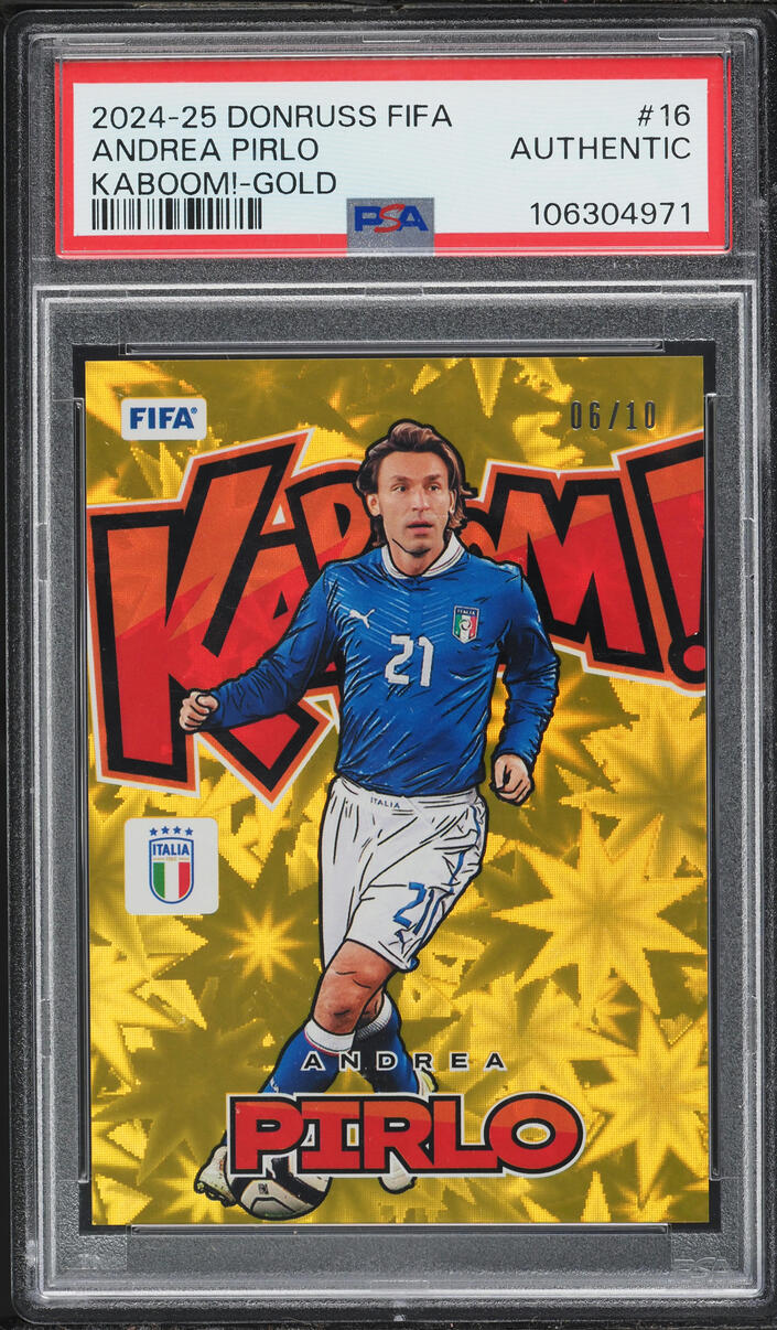 2024 Donruss FIFA Kaboom! Gold Andrea Pirlo /10 #16 PSA AUTH