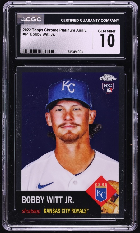 2022 Topps Chrome Platinum Anniversary Bobby Witt Jr. ROOKIE #61 CGC 10 GEM MINT