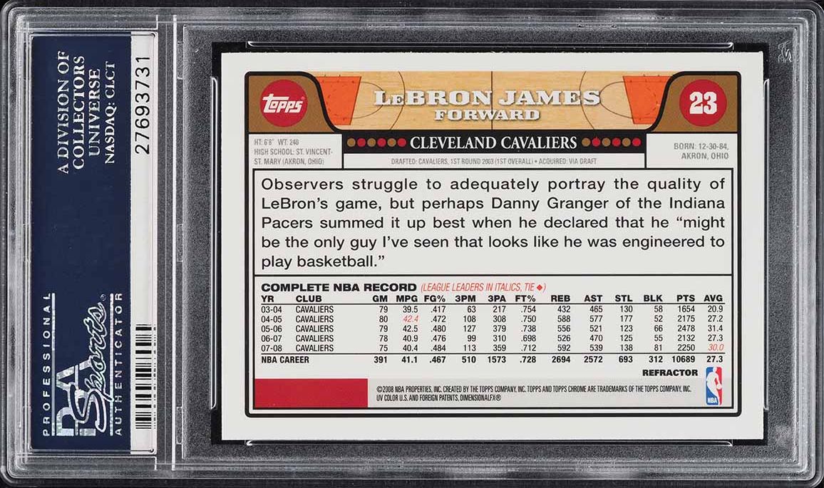 2008 Topps Chrome Refractor LeBron James #23 PSA 10 GEM MINT
