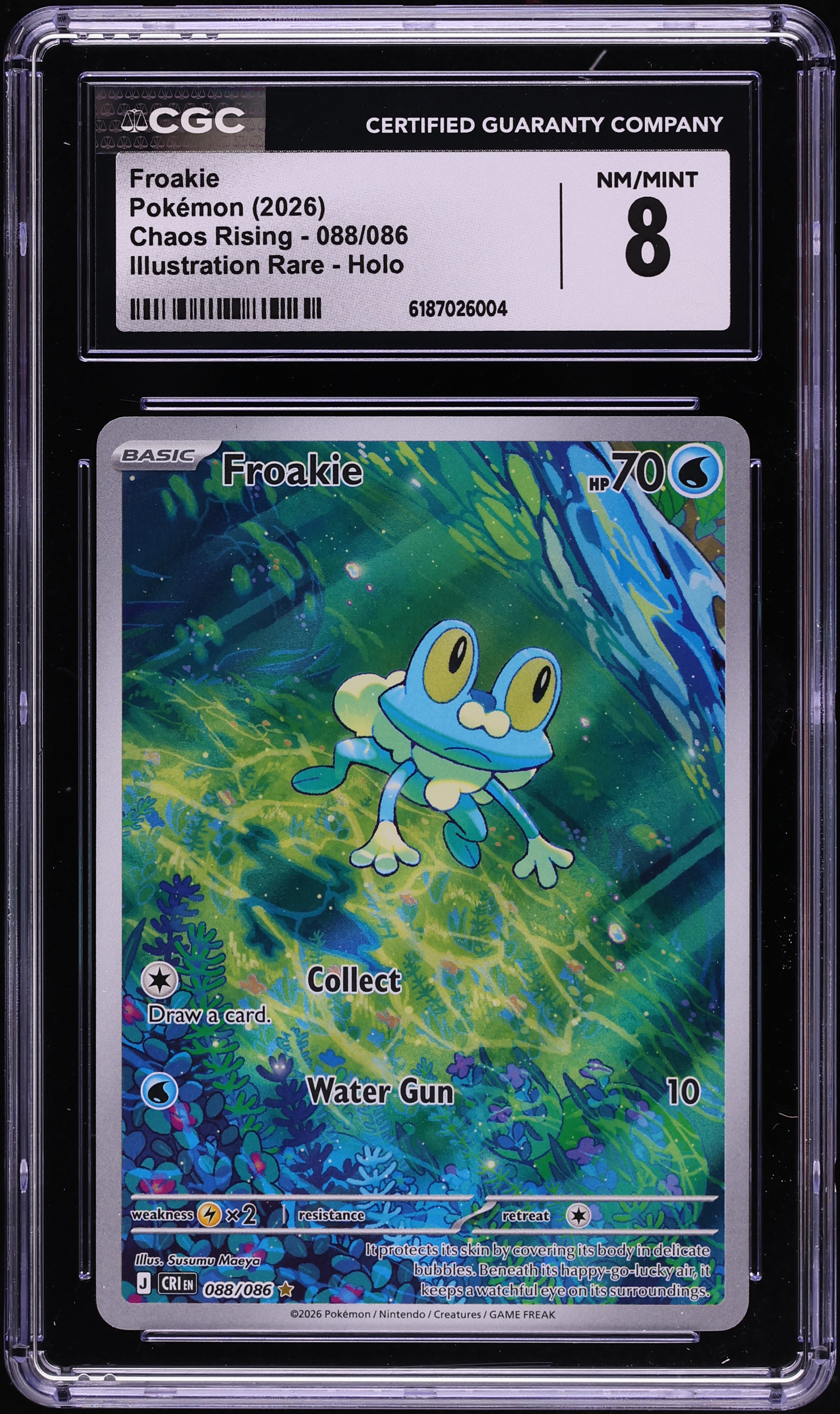 2026 Pokemon Mega Evolution Chaos Rising IR Froakie #88 CGC 8 NM-MT