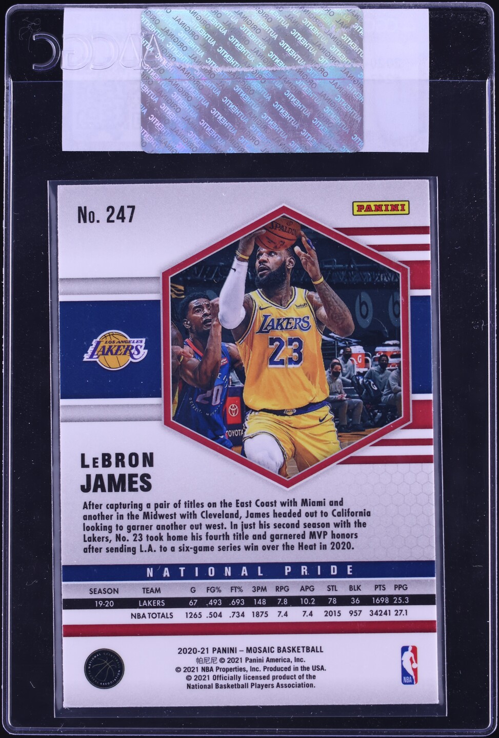 2020 Panini Mosaic LeBron James #247 CGC AUTH