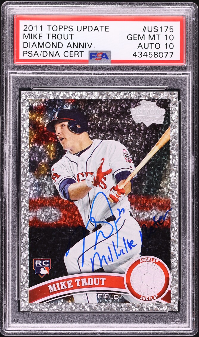 2011 Topps Update Diamond Anniversary Mike Trout ROOKIE AUTO DNA 10 #US175 PSA 10 GEM MINT