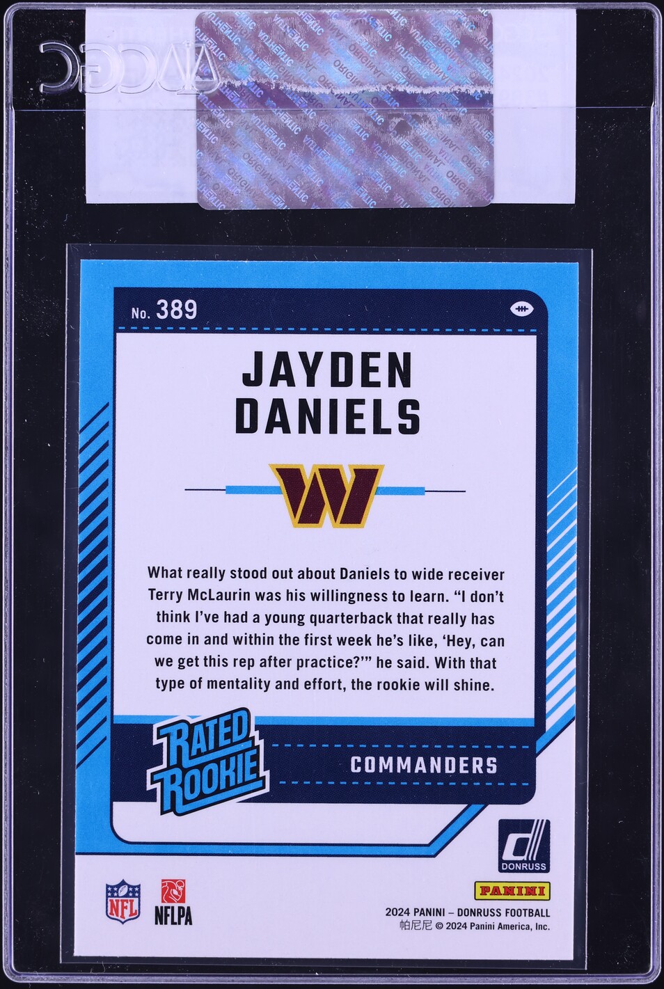 2024 Donruss Football Jayden Daniels ROOKIE #389 CGC AUTH