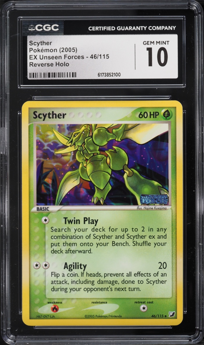 2005 Pokemon EX Unseen Forces Reverse Holo Scyther #46 CGC 10 GEM MINT