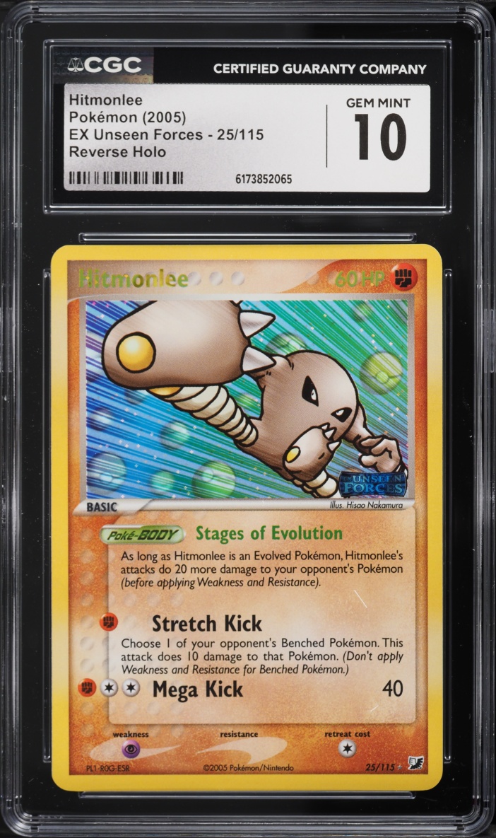 2005 Pokemon EX Unseen Forces Reverse Holo Hitmonlee #25 CGC 10 GEM MINT