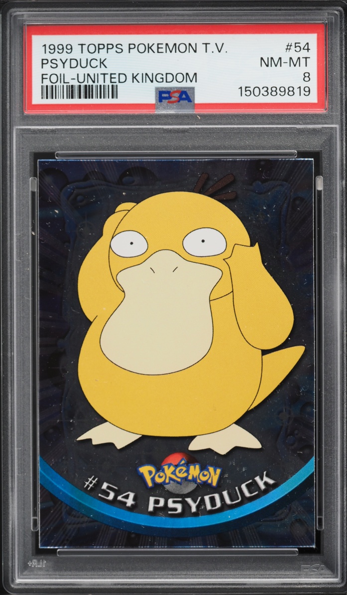 1999 Topps Pokemon TV Animation UK Edition Foil Psyduck #54 PSA 8 NM-MT