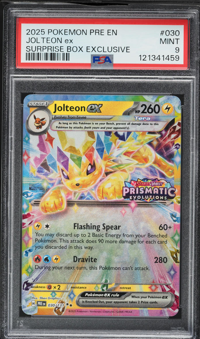 2025 Pokemon Scarlet & Violet Prismatic Evolutions Surprise Box Holo Jolteon ex #30 PSA 9 MINT