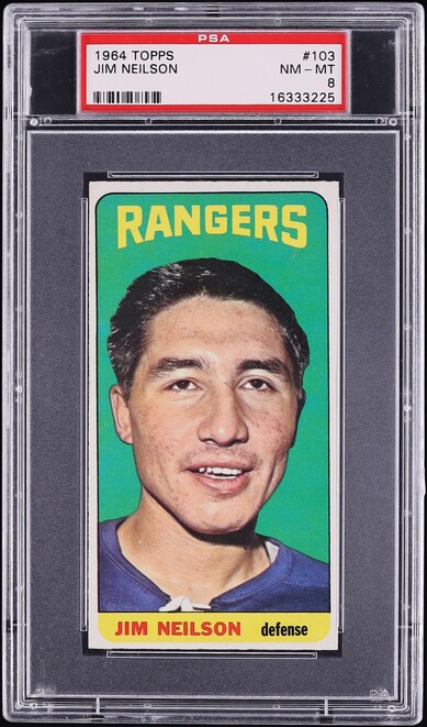 1964 Topps Hockey Jim Neilson #103 PSA 8 NM-MT