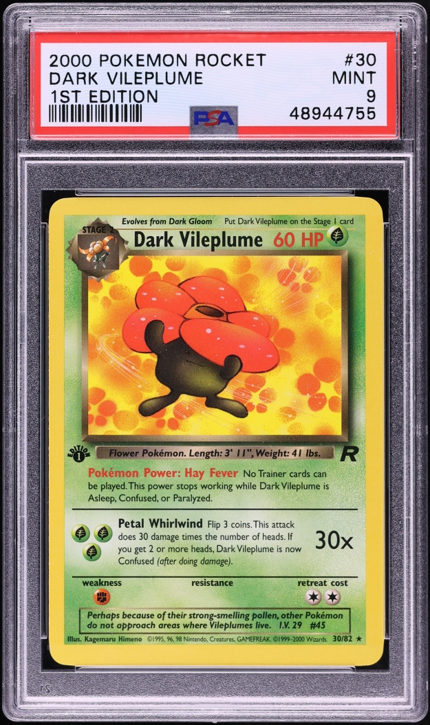 2000 Pokemon Team Rocket 1st Edition Dark Vileplume #30 PSA 9 MINT