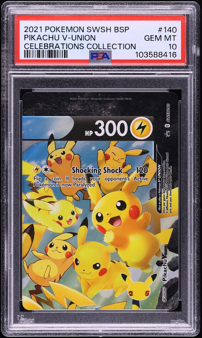 2021 Pokemon SWSH Black Star Promo Celebrations Pikachu V Union #140 PSA 10 GEM - Main Image