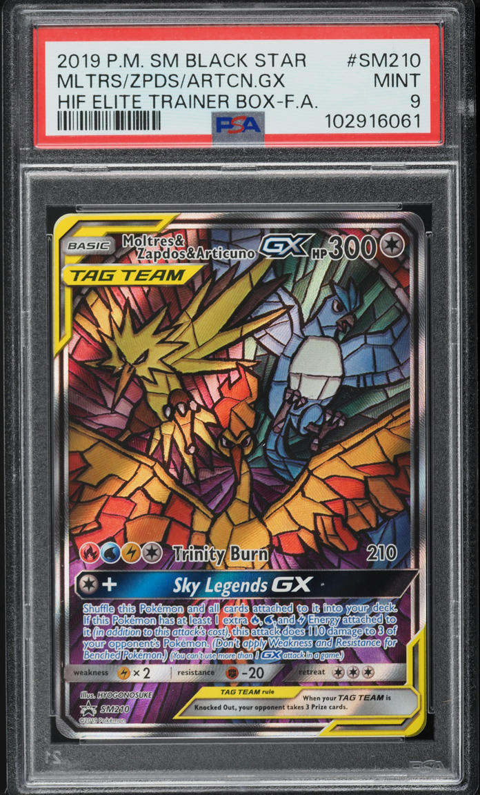 2019 Pokemon Sun & Moon Promo Hidden Fates Moltres Zapdos Articuno GX #SM210 PSA 9 MINT