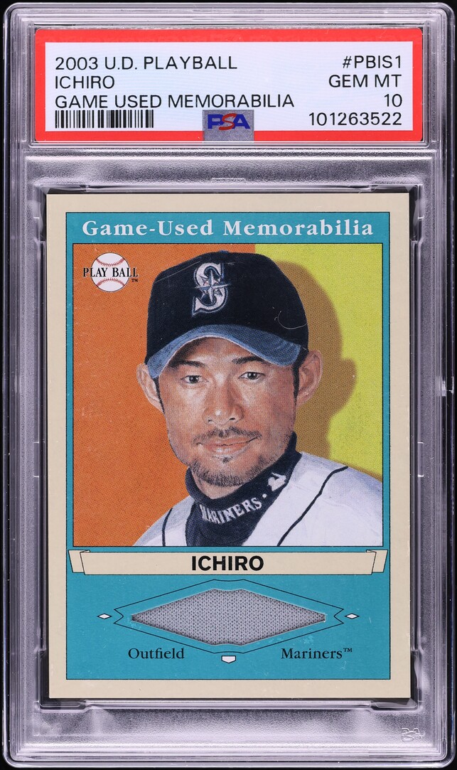 2003 Upper Deck Play Ball Game Used Ichiro PATCH #PB-IS1 PSA 10 GEM ...