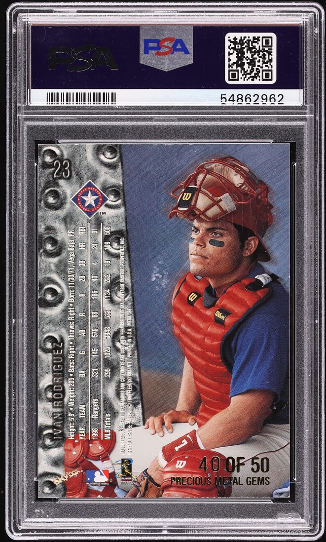 1999 Metal Universe Precious Metal Gems PMG Ivan Rodriguez /50 #23 PSA 8 NM-MT - Photo 2