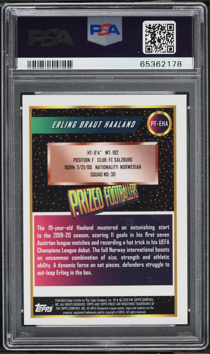 2019 Finest UEFA Prized Footballers Erling Haaland ROOKIE PSA 9 MINT