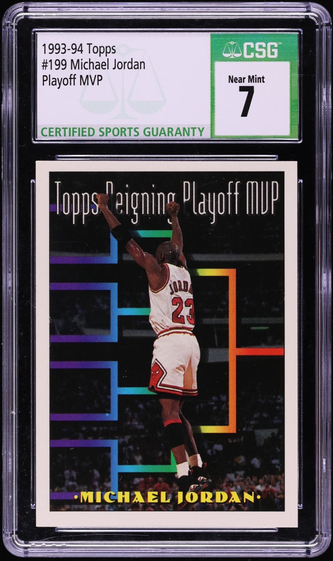1993 Topps Reigning Playoff MVP Michael Jordan #199 CSG 7 NRMT