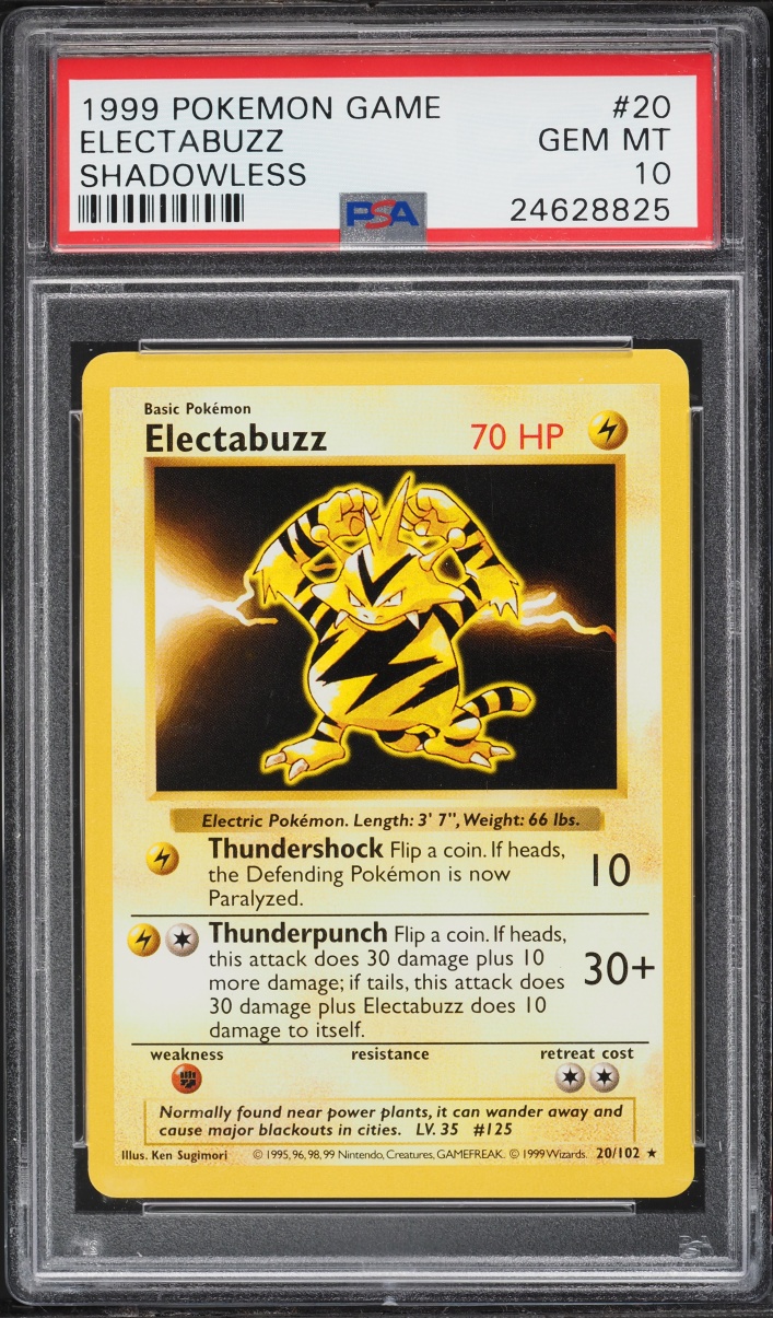 1999 Pokemon Base Set Shadowless Electabuzz #20 PSA 10 GEM MINT