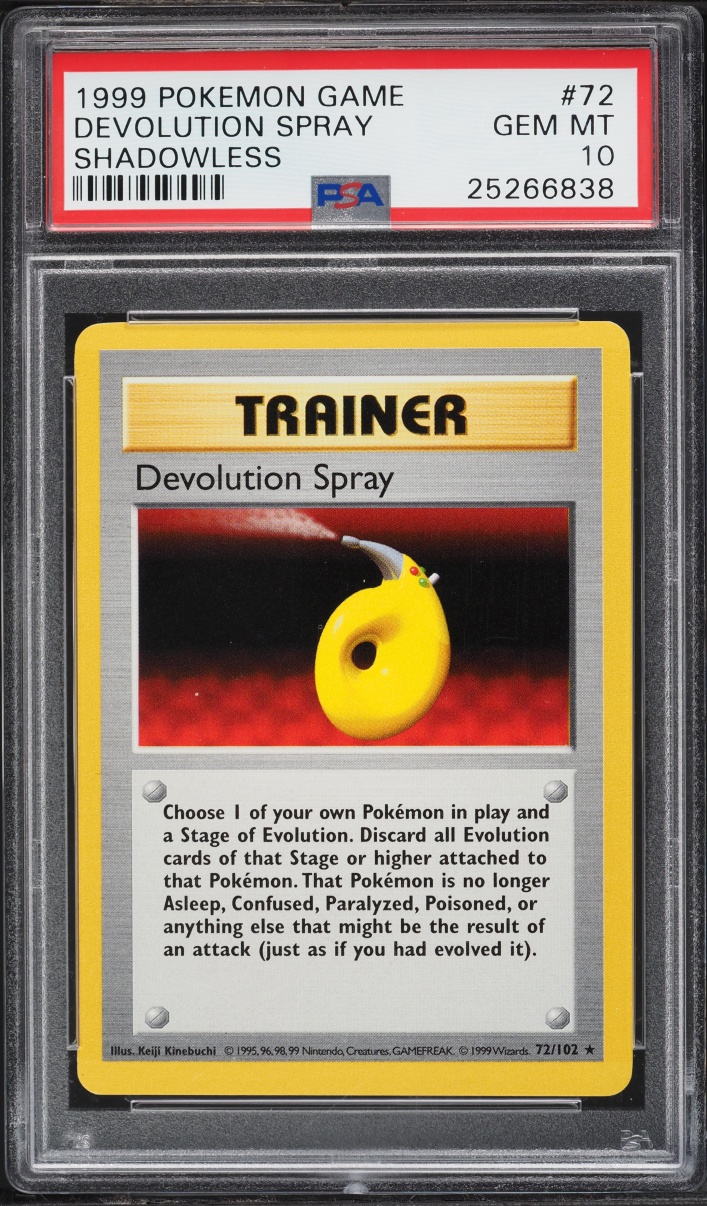 1999 Pokemon Base Set Shadowless Devolution Spray #72 PSA 10 GEM MINT
