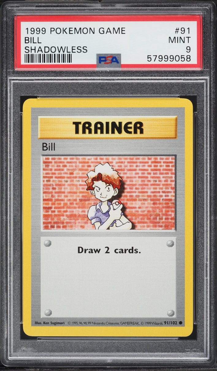 1999 Pokemon Base Set Shadowless Bill #91 PSA 9 MINT