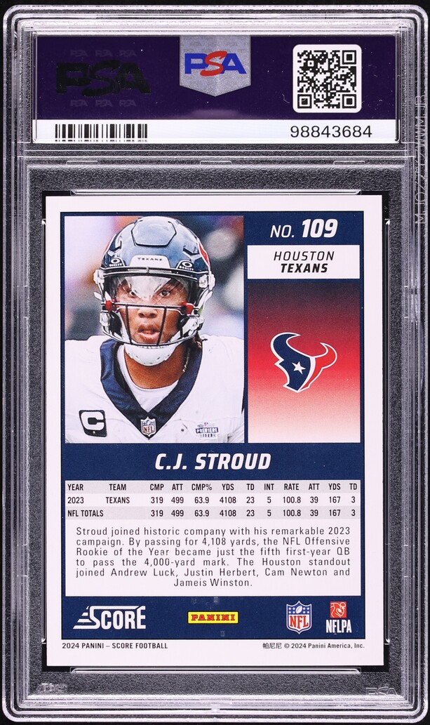 2024 Score Football CJ Stroud #109 PSA 10 GEM MINT