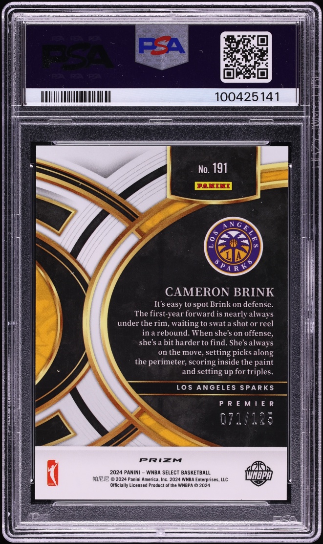 2024 Select WNBA Premier Orange Prizm Cameron Brink ROOKIE /125 #191 PSA 10 GEM MINT