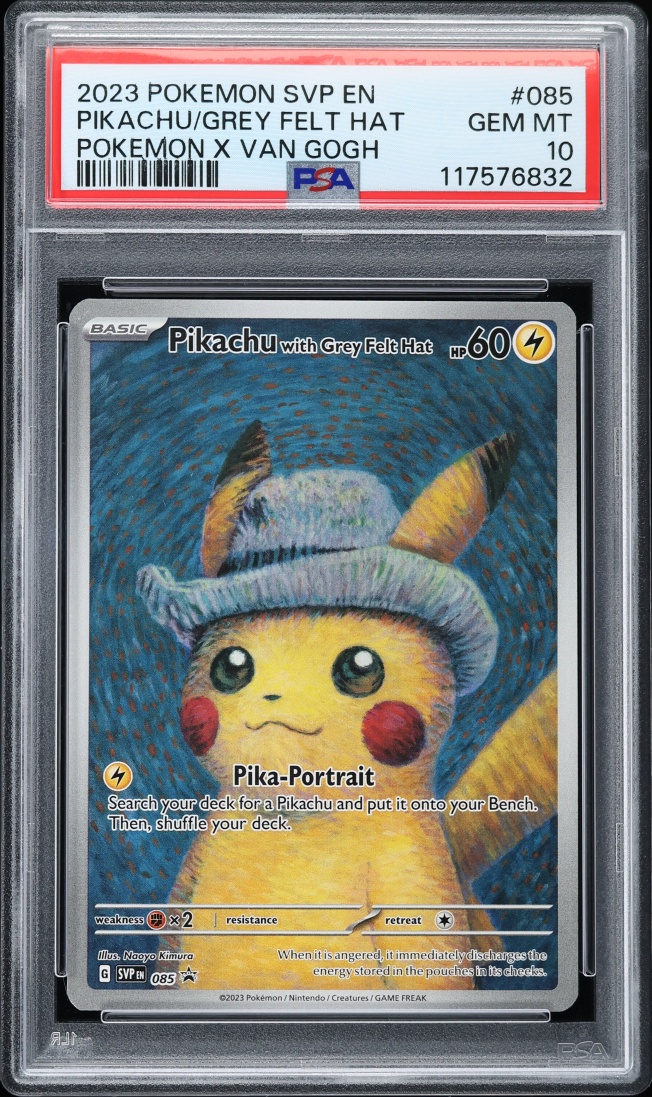 2023 Pokemon Scarlet & Violet Promo Van Gogh Full Art Pikachu With Grey Felt Hat #85 PSA 10 GEM