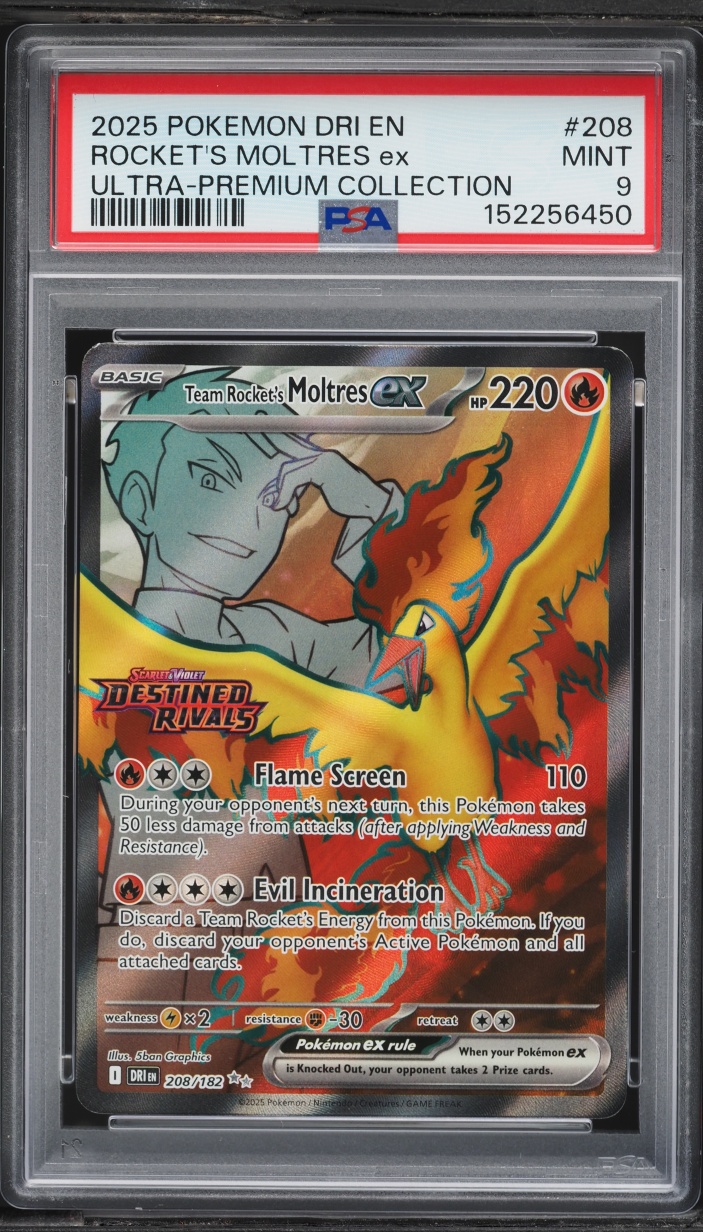 2025 Pokemon SV Destined Rivals Ultra Premium Collection Full Art Rocket's Moltres EX PSA 9