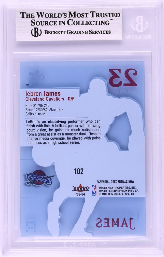 2003 Fleer E-X Essential Credentials Now LeBron James ROOKIE /102 #102 BGS 9 MINT