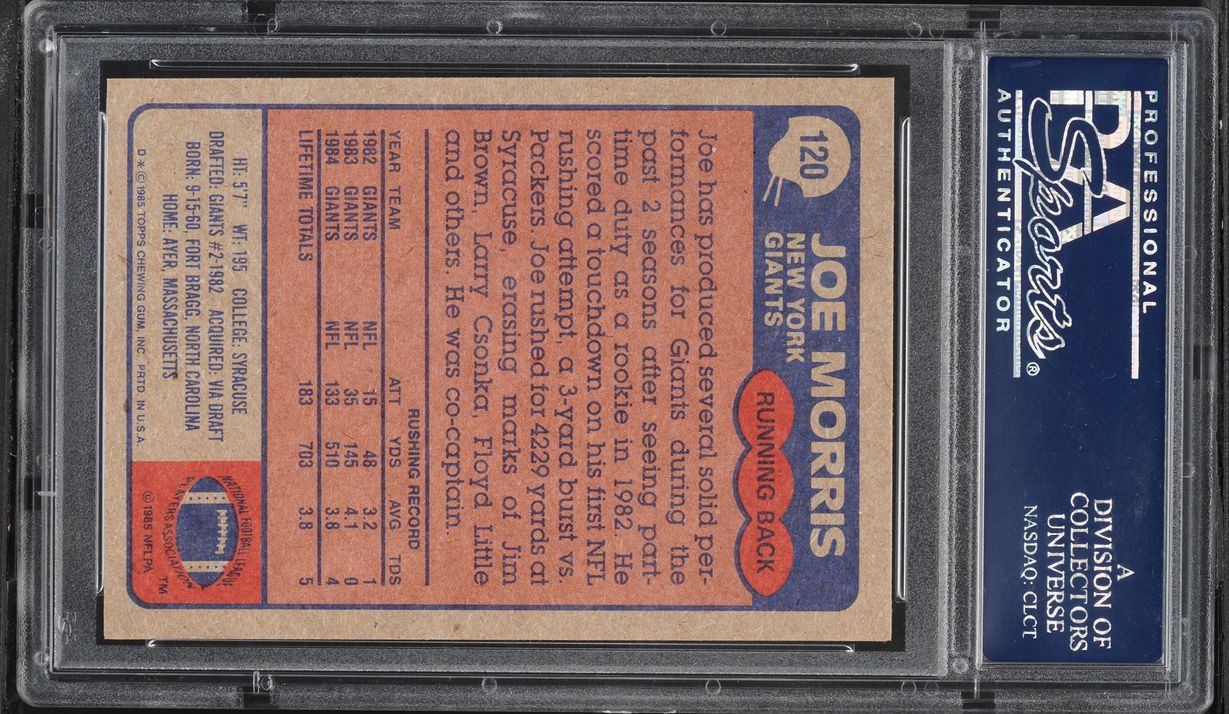 1985 Topps Football Joe Morris #120 PSA 9 MINT
