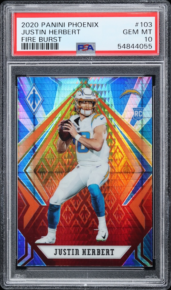 2020 Panini Phoenix Fire Burst Justin Herbert ROOKIE #103 PSA 10 GEM MINT