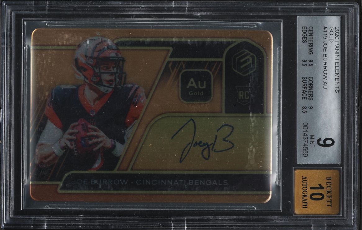 2020 Panini Elements Gold Joe Burrow ROOKIE AUTO /79 #119 BGS 9 MINT