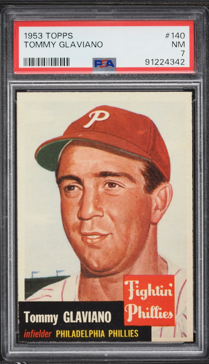 1953 Topps Tommy Glaviano SHORT PRINT #140 PSA 7 NRMT