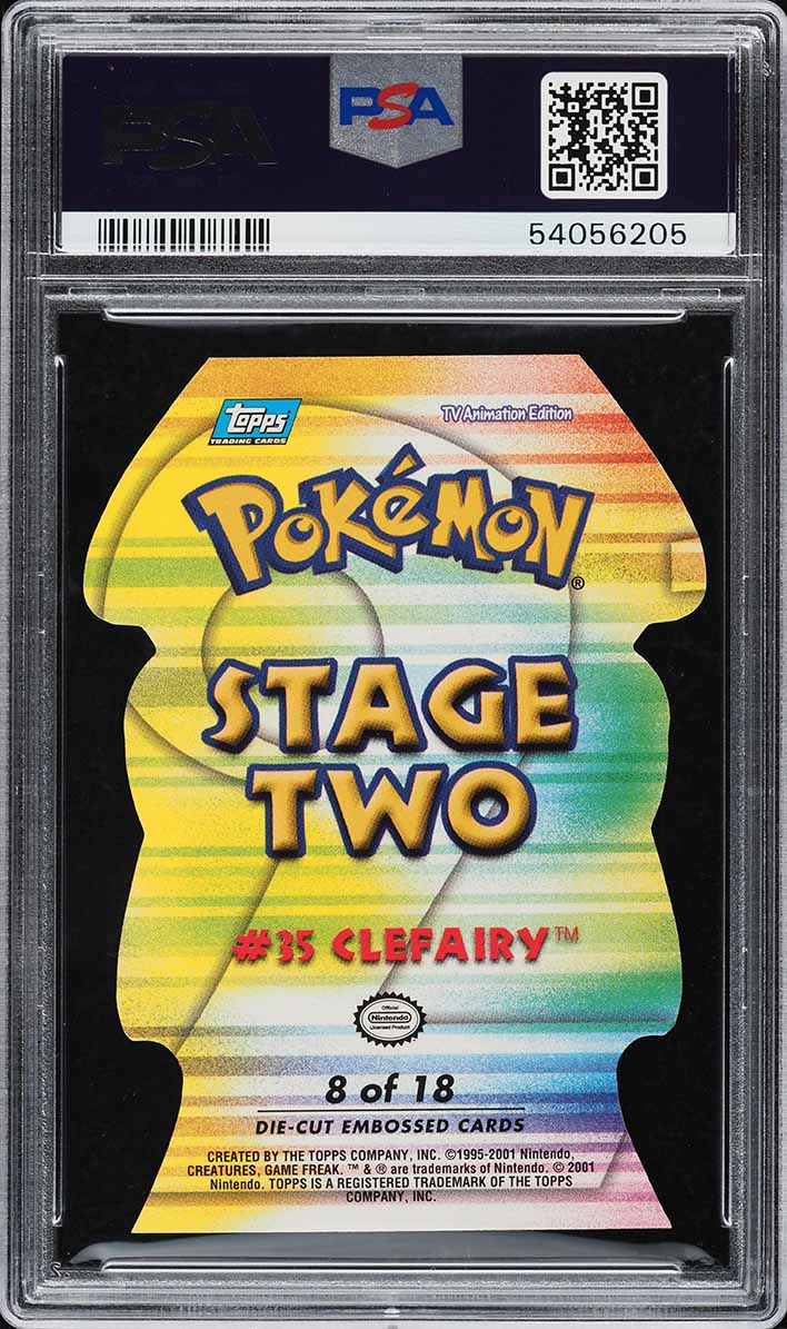 2001 Pokemon Topps Johto League Champions Die-Cut Embossed Clefairy #8 PSA 8
