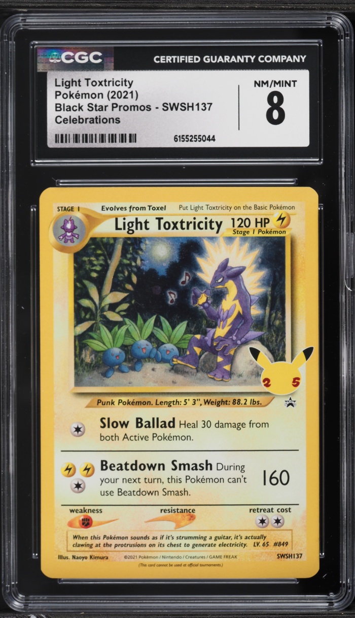 2021 Pokemon Sword & Shield Black Star Promo Celebrations Light Toxtricity #SWSH137 CGC 8 NM-MT