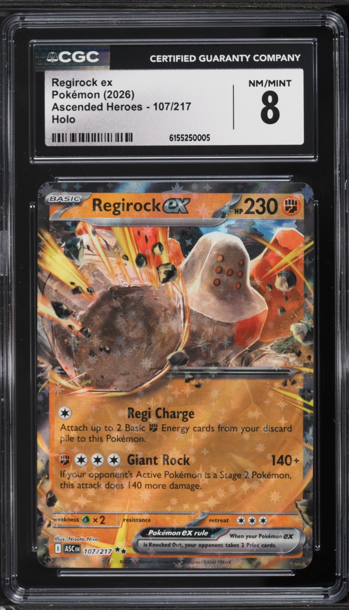 2026 Pokemon Mega Evolution Ascended Heroes Holo Regirock EX #107 CGC 8 NM-MT