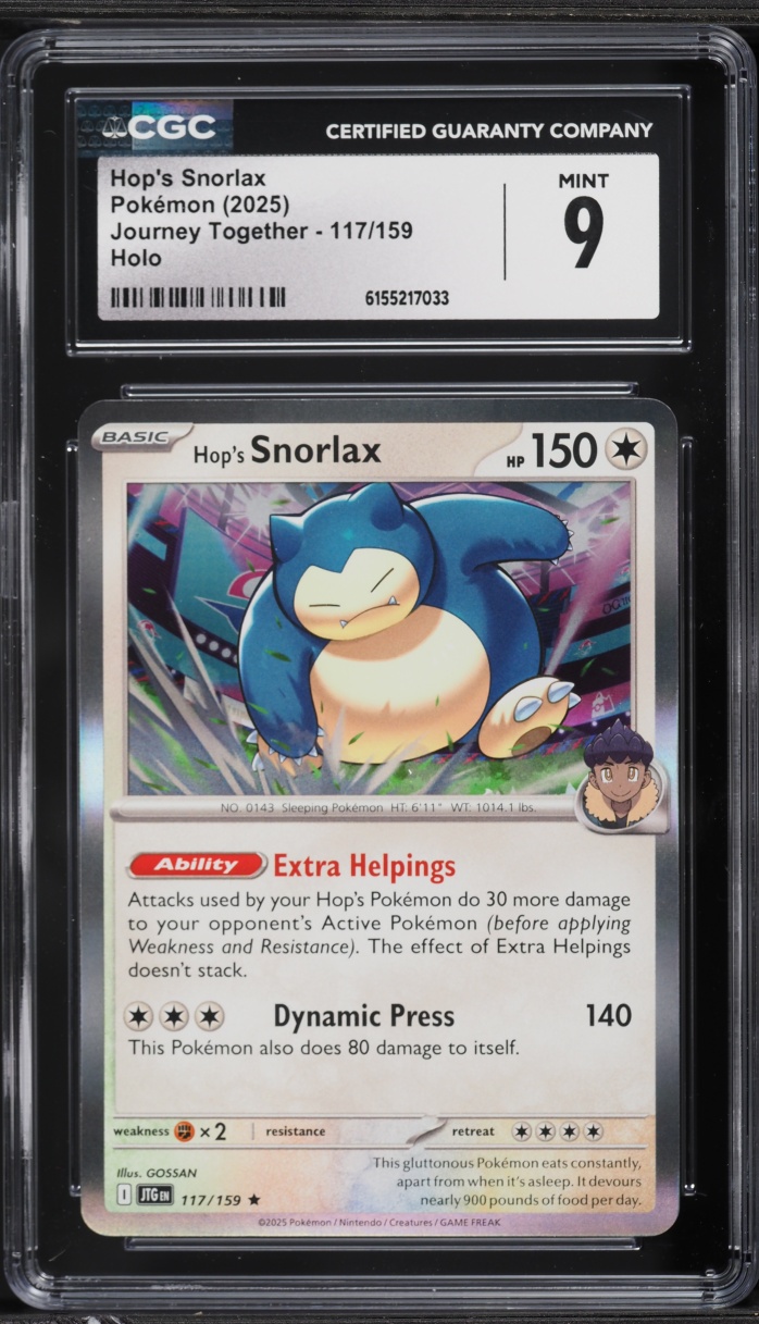 2025 Pokemon Scarlet & Violet Journey Together Holo Hop's Snorlax #117 CGC 9 MINT