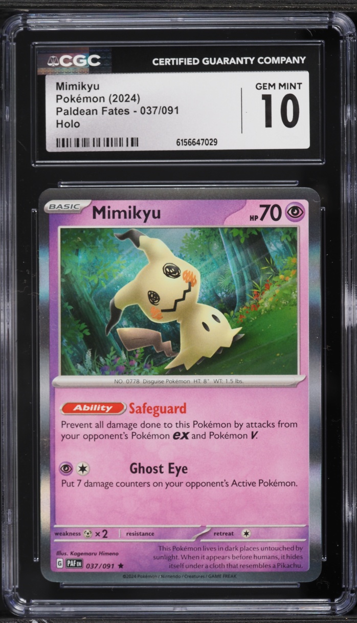 2024 Pokemon Scarlet & Violet Paldean Fates Holo Mimikyu #37 CGC 10 GEM MINT