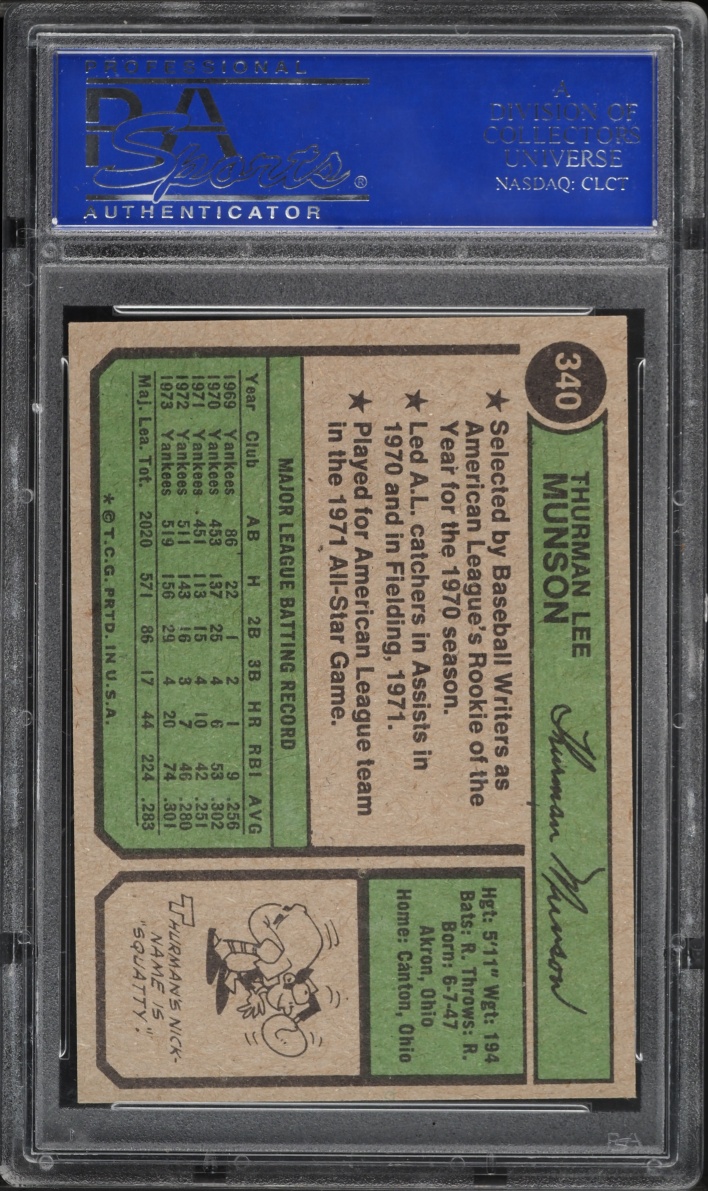 1974 Topps Thurman Munson #340 PSA 8 NM-MT