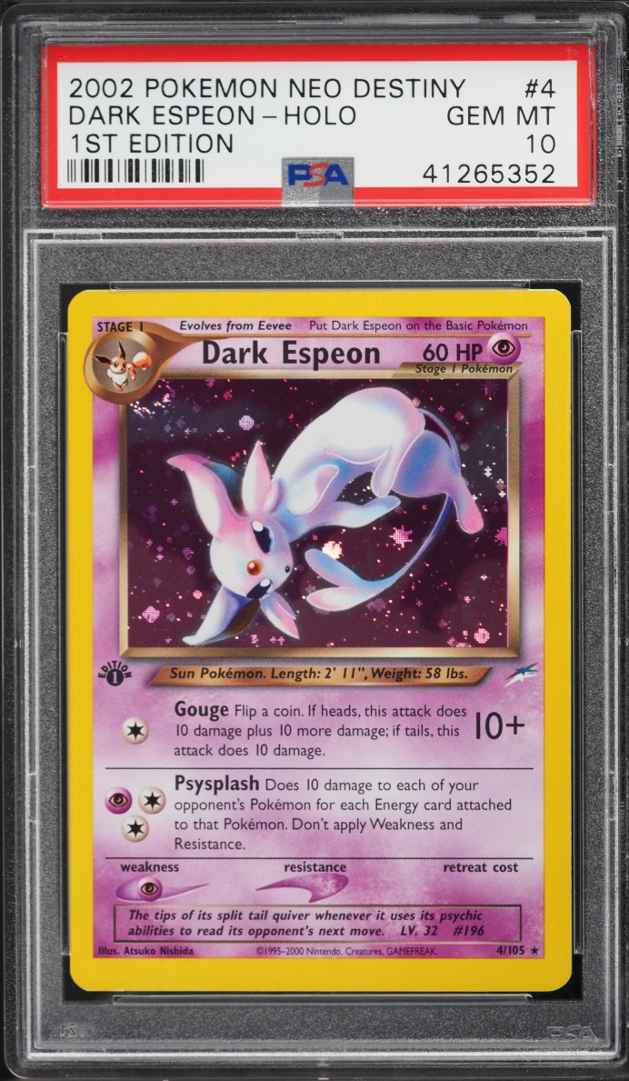 2002 Pokemon Neo Destiny 1st Edition Holo Dark Espeon #4 PSA 10 GEM MINT