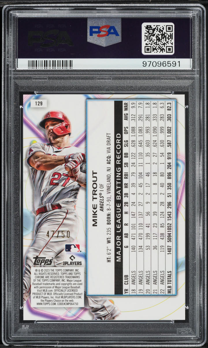 2023 Topps Chrome Cosmic Gold Interstellar Mike Trout #129 PSA 10 GEM MINT