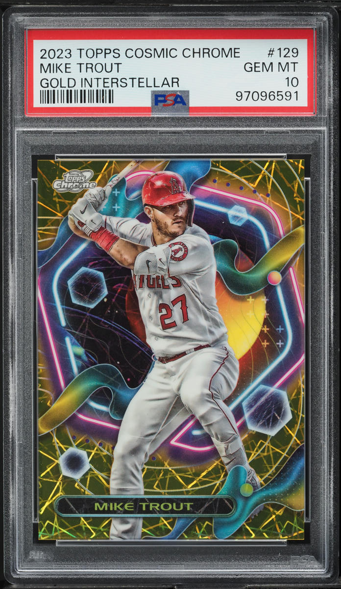2023 Topps Chrome Cosmic Gold Interstellar Mike Trout #129 PSA 10 GEM MINT