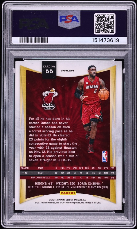 2012 Select Prizm LeBron James #66 PSA 10 GEM MINT - Photo 2